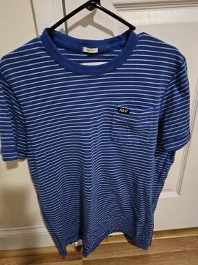 Abercrombie & Fitch Royal Blue & White Striped Pocket Tee